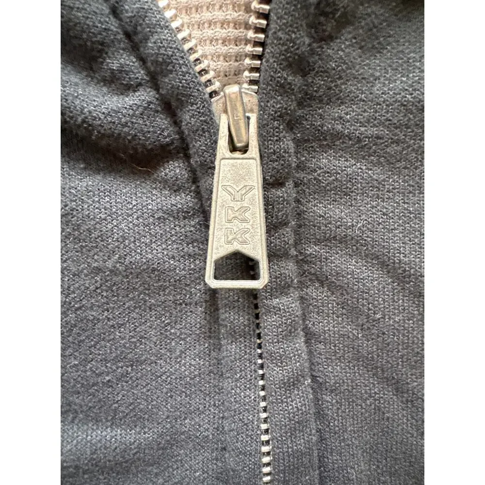 Vintage 90s Muleskins USA Thermal Zip Hooded Vest L Modern Nunya Print